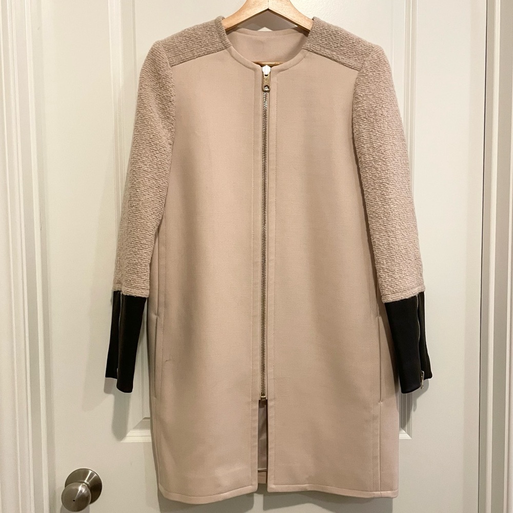 New Club Monaco Coat with Leather Cuff XS